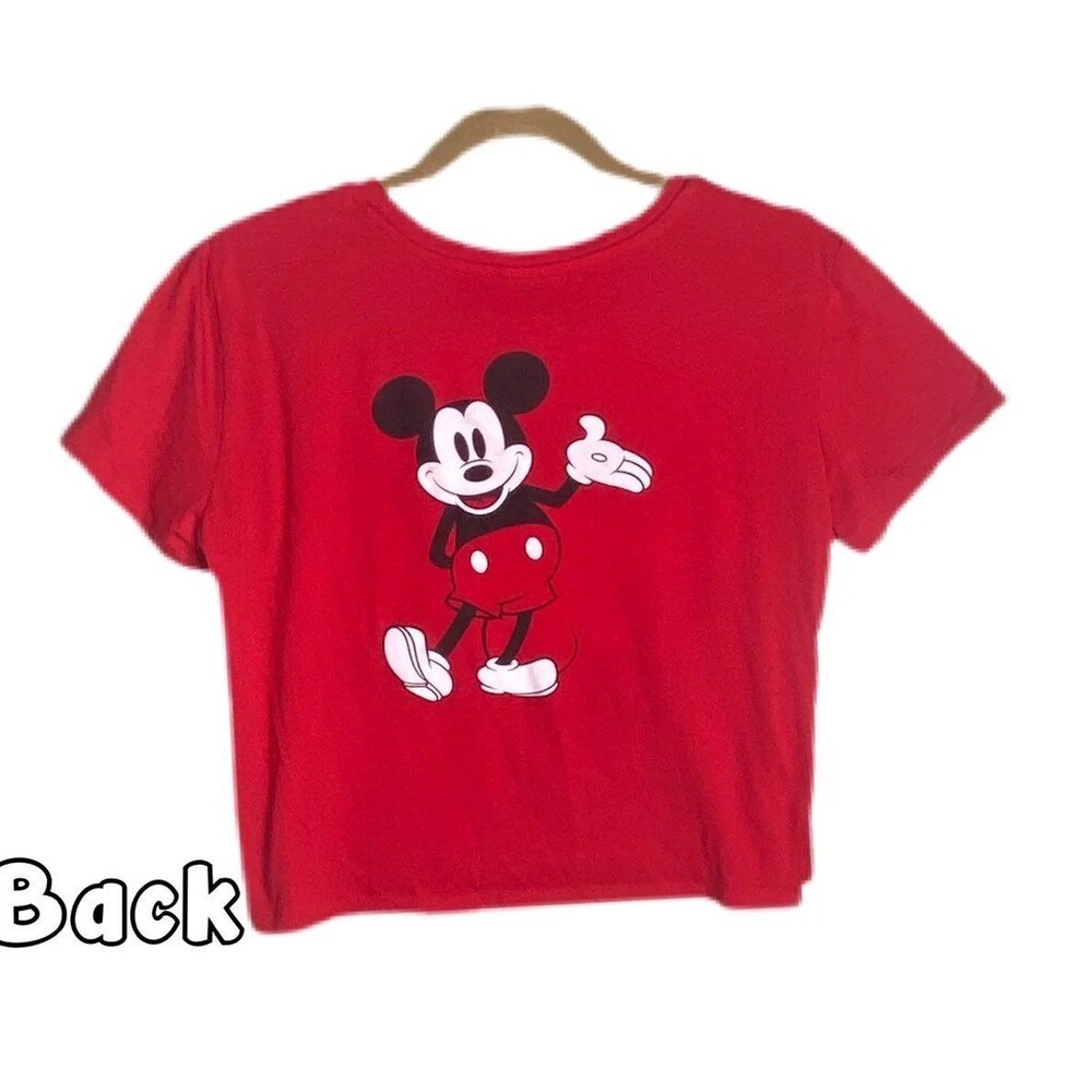 Large Mickey Crop Top, Mickey Mouse Red Disney t-shirt